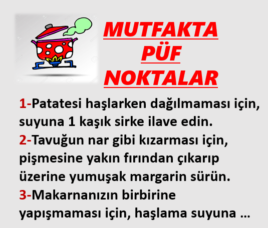 Mutfakta püf noktaları